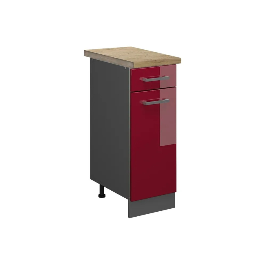 Vicco Küchenunterschrank R-Line in Bordeaux Hochglanz und Anthrazit mit Eiche-Optik, B/T/H: 30 x 60 x 81,6 cm - Bild 2
