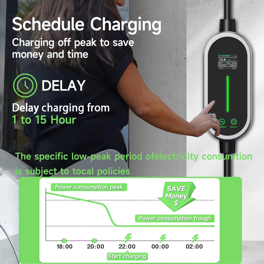 AFYEEV Tragbares EV-Ladegerät für Tesla mit EU-Stecker, 16A 3600W, 5m Kabel, Farbe: Schwarz, kompatibel mit Tesla Model X, Y, S, 3 und Cybertruck - Bild 4