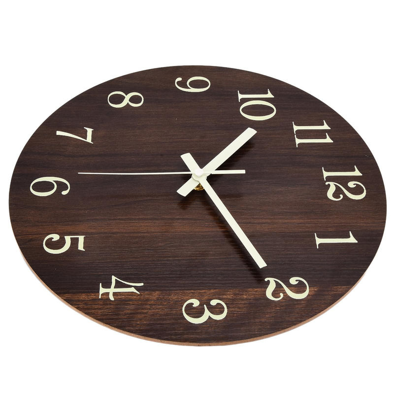 TOMTOP JMS Wanduhr aus Holz im Retro-Stil mit leuchtendem 3D-Design und geräuschlosem Quarzwerk in Braun - Bild 4