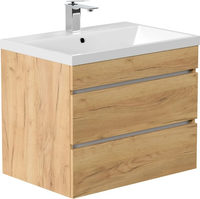 Posseik Badmöbel Fellini Eiche Gold mit SoftClose und grifflosen Schubladen, Breite: 70 cm - Bild 1