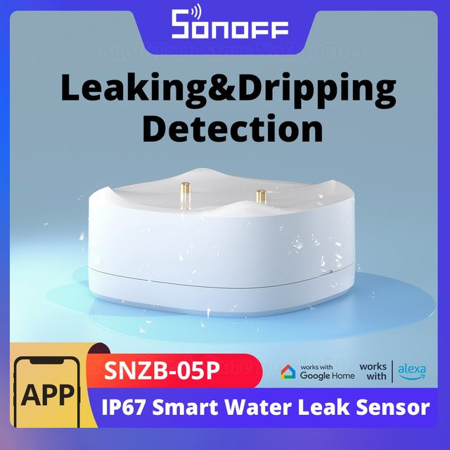 SONOFF SNZB-05P Zigbee smarter Wasserlecksensor zur Leckage- und Tropfenerkennung in Weiß mit Echtzeit-Warnung via eWeLink Alexa und Google Home - Bild 1