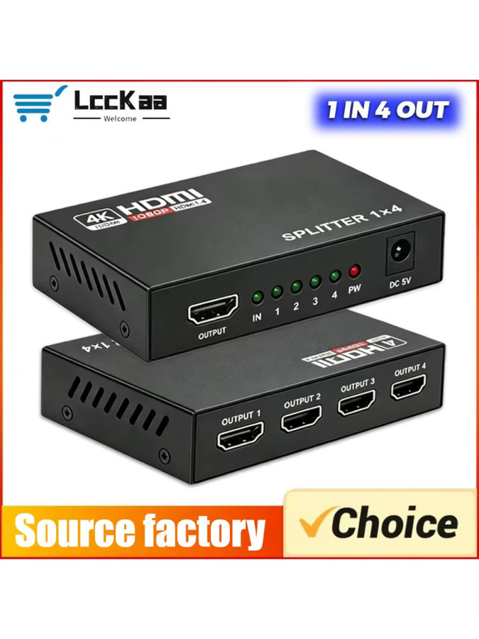 LccKaa HDMI Splitter Switcher 4K UHD 1 auf 4 Out Audio-Video-Konverter in Schwarz - Bild 7
