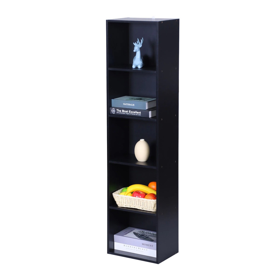 Relaxdays Bücherregal aus Holzwerkstoff in Schwarz, 5 Fächer, matt, Höhe: 132 cm, Breite: 32 cm, Tiefe: 24 cm - Bild 2
