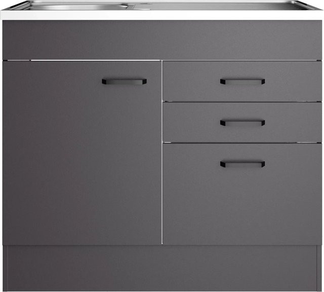 OPTIFIT Spülenunterschrank Kiel420, Anthrazit Matt, B/T/H: 100 x 60 x 88,2 cm - Bild 1
