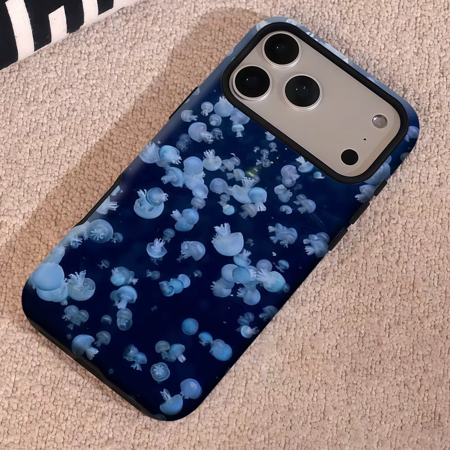 Potdemiel Tiefsee-Quallen Handyhülle mit Magnetfunktion für iPhone 17 16 15 14 13 Pro Max Plus, robuste doppelschichtige Schutzhülle in Blau - Bild 5