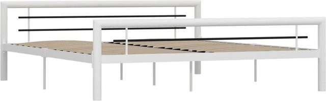 vidaXL Bettgestell aus Metall in Weiß und Schwarz, klassisches Design, B/T: 180 x 200 cm - Bild 1