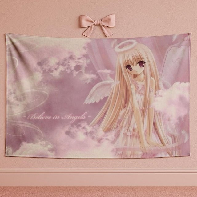 VIKAMA Pink Angel Anime-Wandteppich als modische Wanddekoration für dein Schlafzimmer, Breite: 60 cm, Höhe: 40 cm - Bild 1