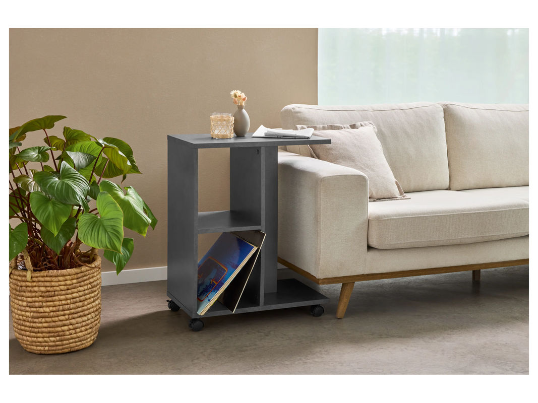 LIVARNO HOME Beistelltisch in C-Form mit Rollen in Grau - Bild 2