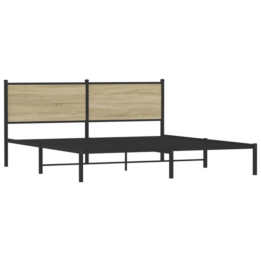 vidaXL Metallbett in Sonoma-Eiche ohne Matratze, B/T/H: 187 x 91,5 x 219 cm - Bild 2