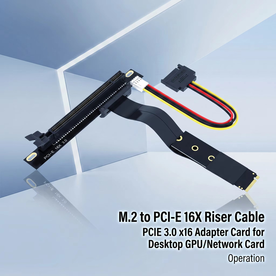 Haoyexin M.2 zu PCIe Riser-Karte PCIe x16 Gen3.0 mit NVMe M-Key 2280 Anschluss, Schwarz - Bild 2