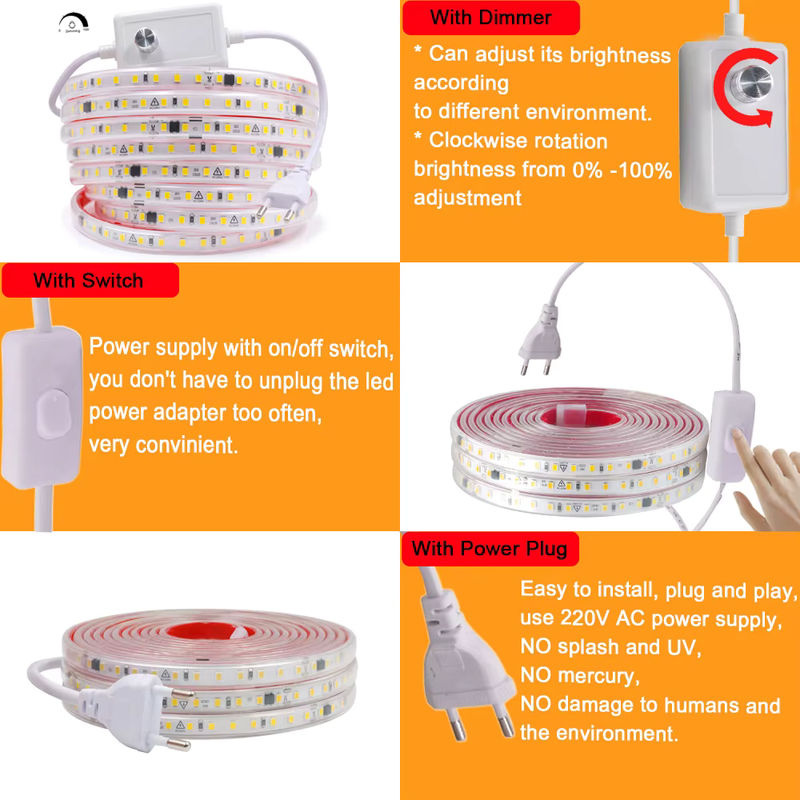 KISUFU RGBIC LED Streifen Licht IP67 wasserdicht, Weiß, 220V AC - Bild 2
