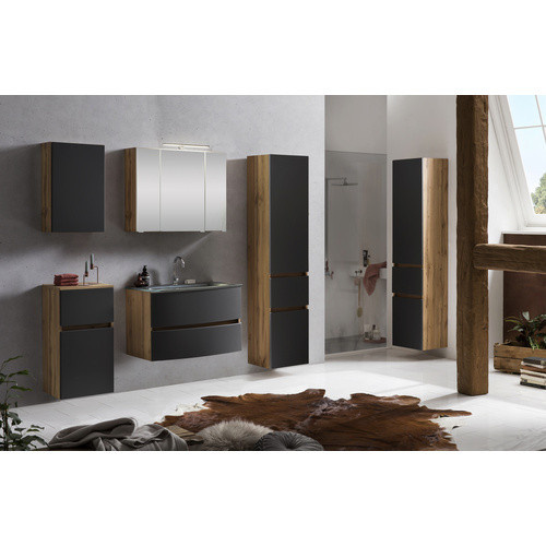 HELD MÖBEL Waschtisch-Set KOPENHAGEN in Grau, 8-teilig, modern mit LED-Beleuchtung und Soft-Close-Türen, B/T/H: 180 x 40 x 35 cm - Bild 2