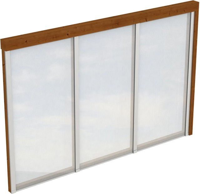 Skan Holz Seitenwand mit semi-transparenten Polycarbonatplatten, Farbe: Nussbaum, B/H: 305 x 200 cm - Bild 1