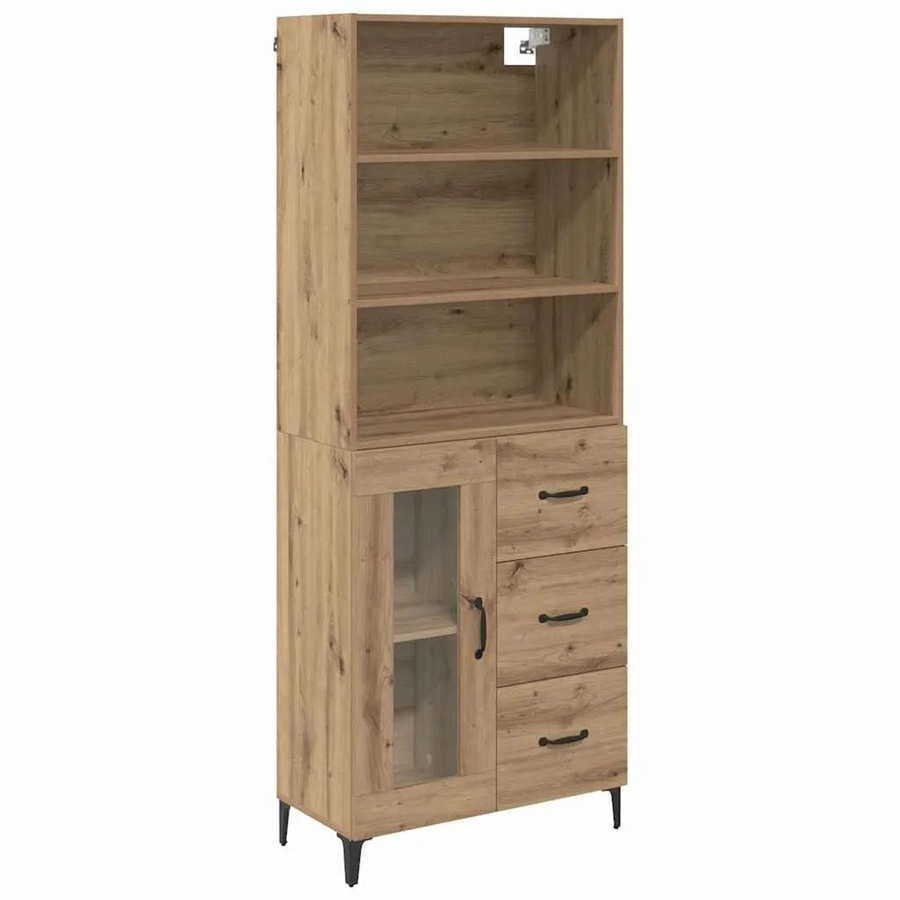 vidaXL Highboard Artisan-Eiche in Braun mit Türen und Schubladen, B/T/H: 69,5 x 34 x 180 cm - Bild 2
