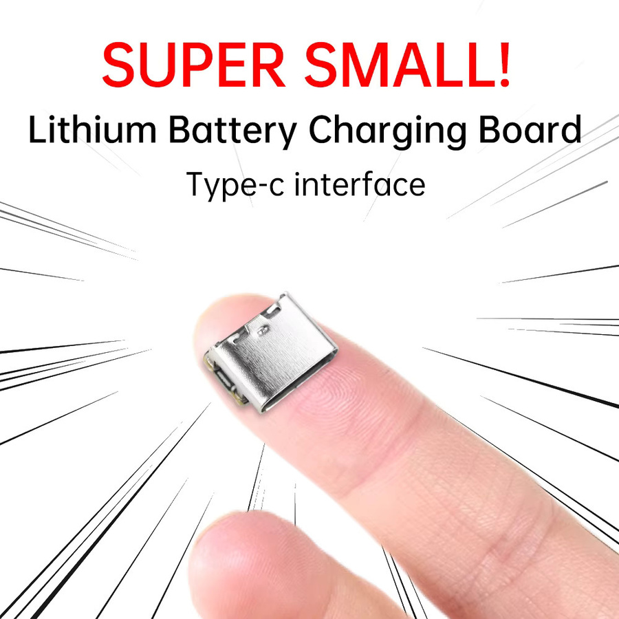 Ziqqucu Mini-Li-Ionen-Akku-Ladeplatine mit USB-C Eingang, 3,7V 4,2V Lade- und Schutzplatine für 18650 Akkus, Tastaturen und Smart Wearables, Schwarz - Bild 2
