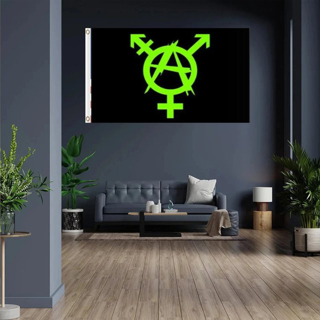 HMNAL Anarchismus Banner Flagge Schwarz für Innen- und Außenbereich B: 90 cm, H: 152,4 cm - Bild 1