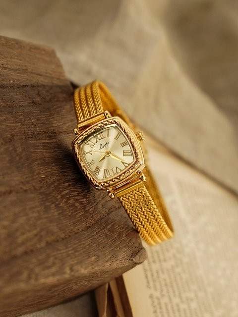 LSVTR Armbanduhr Damen, Quarz, Gold, Rechteckig, Milanaise, Vintage - Bild 1