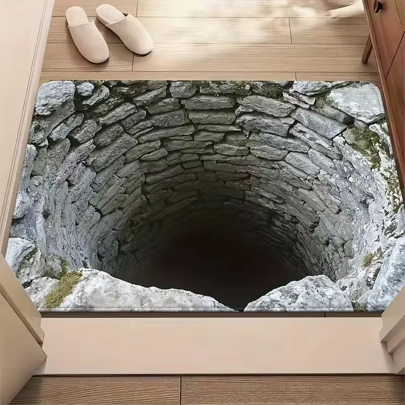 VIKAMA 3D-Optische-Illusion Willkommens-Fußmatte, schmutzabweisend und leicht zu reinigen, rechteckig - Bild 2