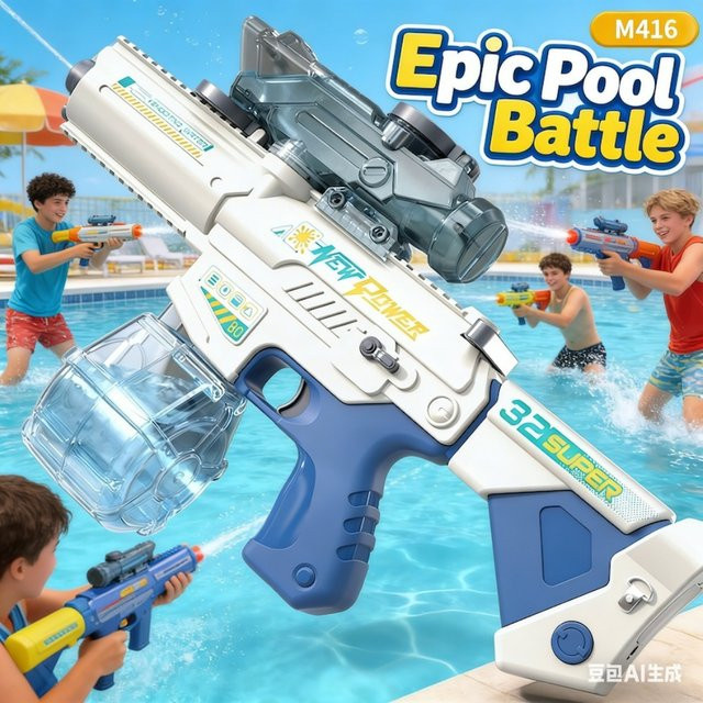 CTMA M416 Elektrische Großkapazitäts-Wasserpistole, Wasserspielzeug, Blau, Bunt / Mehrfarbig - Bild 1