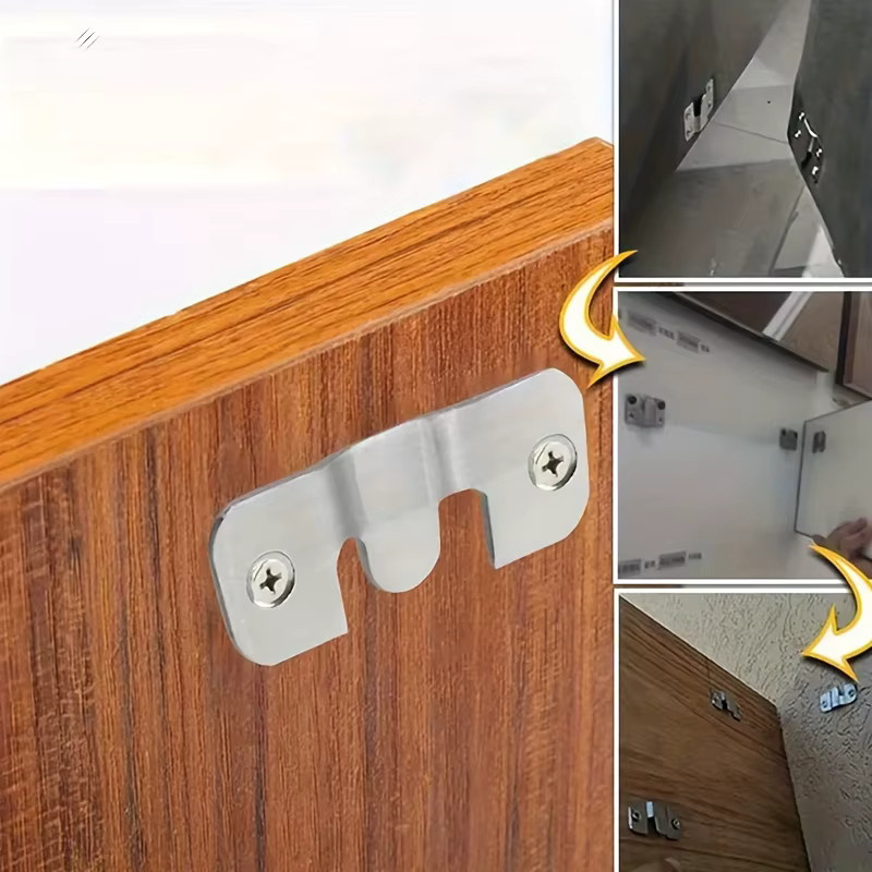DUTRIEUX 10 Stück Edelstahl Montagehalterungen in Silber, 5 Paar robuste Schraubschnallen-Set mit ineinandergreifenden Haken für Möbel - Bild 3