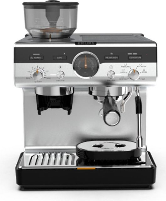 Krups Precision+ XP804T Siebträgermaschine in Schwarz/Silber - Bild 1