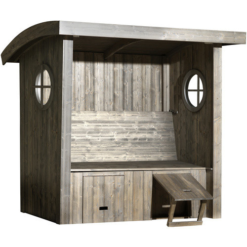 WEKA Gartenhaus Merano aus Massivholz in Silbergrau mit Runddach und Vordach, B/H/T: 198 x 181 x 93 cm - Bild 3