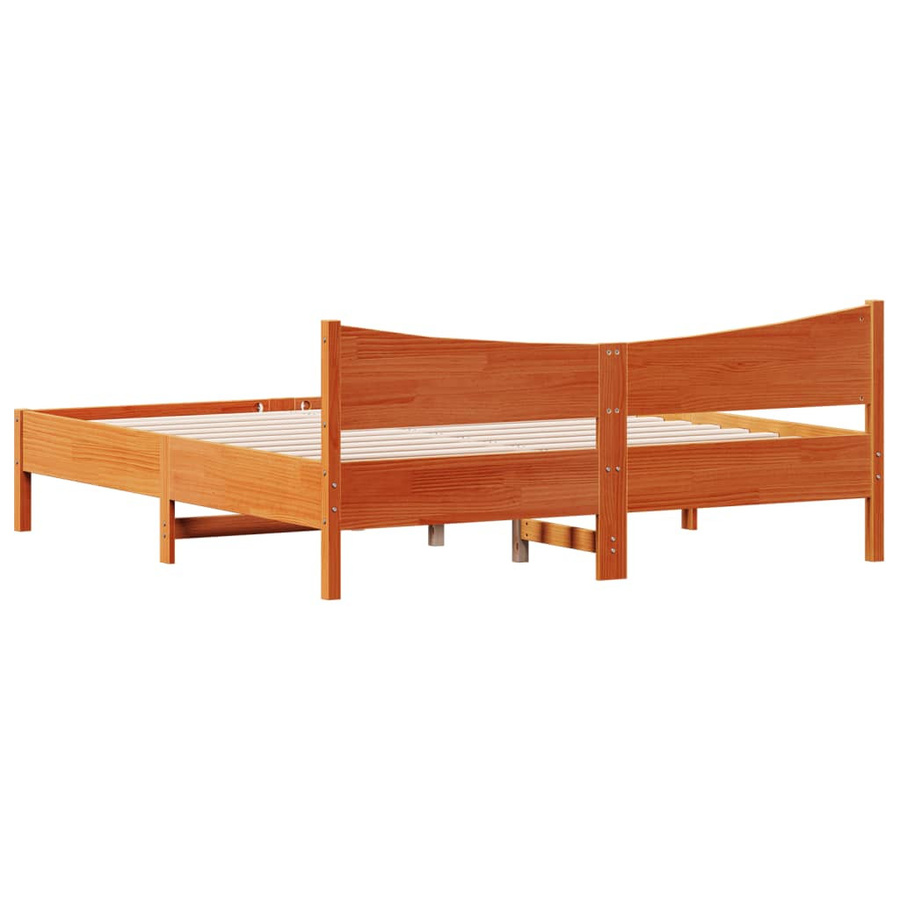 vidaXL Massivholzbett aus Kiefernholz in Wachsbraun mit rustikaler Optik, B/T/H: 180 x 200 x 185,5 cm - Bild 3