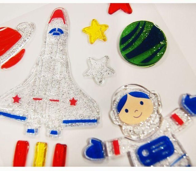 Astronaut Fensterdekoration aus Gel mit Glitzer für Kinder - Bild 1