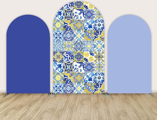 VIKAMA Marokkanische Hintergrundabdeckung mit gewölbtem Design für Babyparty, Geburtstag und Hochzeit, Geometrisches Textil-Dekor, B/H: 120 x 50 cm - Bild 1
