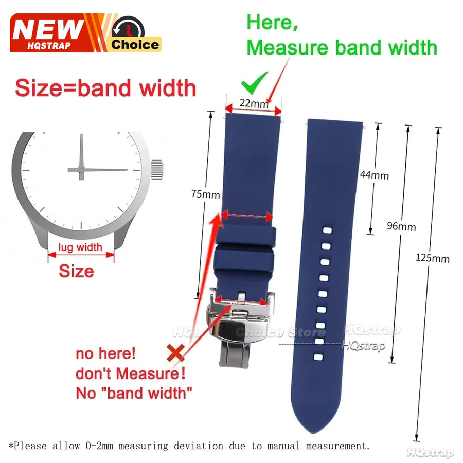 HQstrap Uhrenarmband Silikon, Schmetterlingsverschluss, Unisex - Bild 3