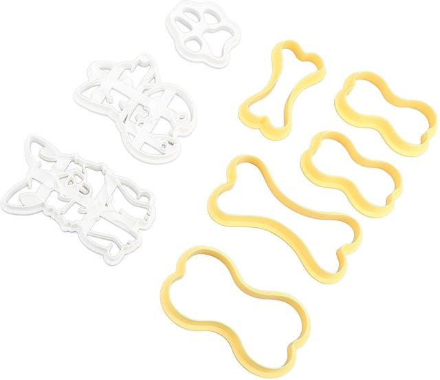 Koogeelife Hunde Leckerli Ausstecher Set aus Kunststoff, 8 Stück in White und Multicolour mit verschiedenen Cartoon-Mustern für DIY Hundekekse - Bild 1