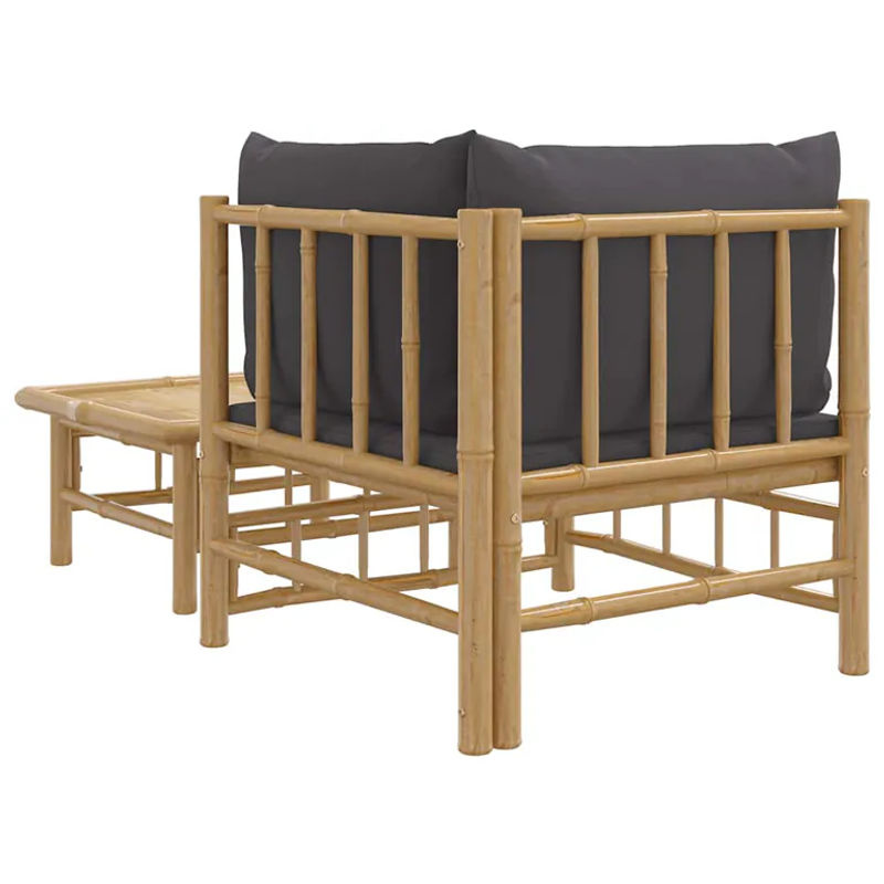 Vidaxl Gartenmöbel-Set aus Bambus mit dunkelgrauen Kissen in modernem Design - Bild 4
