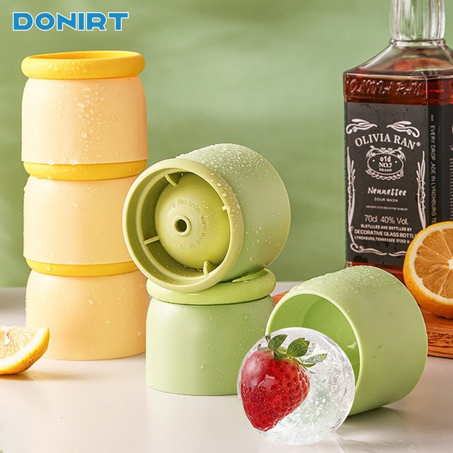 Donirt Eisball-Form aus Silikon in Grün für Whiskey und Cocktails, Durchmesser: 6 cm - Bild 1