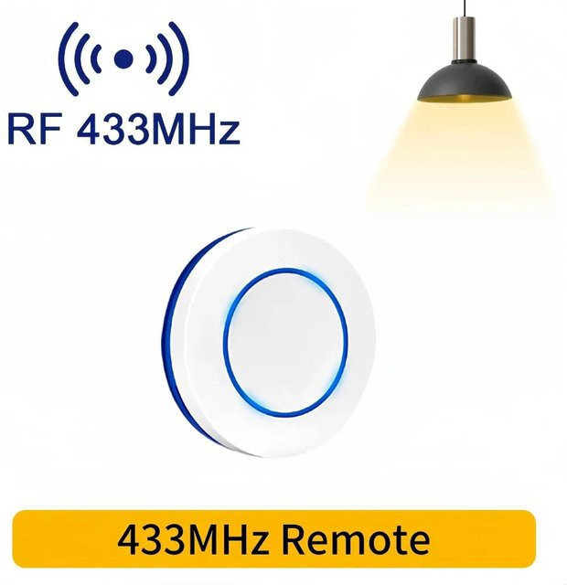 YJMP Kabelloser RF 433MHz Fernbedienungs-Lichtschalter 10A Relais-Controller mit rundem Wandpaneel-Knopf für LED-Lampen AC100-240V in Neon-Grün - Bild 1