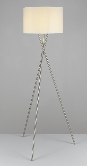 Stehleuchte LIA von casa NOVA in Silber und Weiß mit Stoffschirm, Höhe: 160 cm, Durchmesser: 54 cm - Bild 1