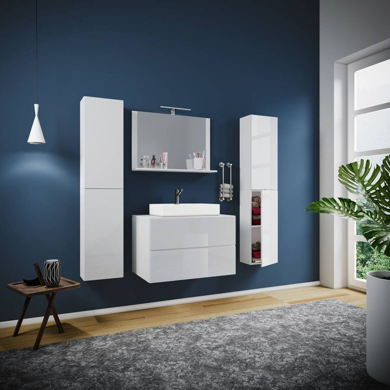 VCM Badmöbel Set Lendas 5-teilig in Weiss mit Waschplatz und Hochschränken B/H/T: 60 x 151 x 52 cm - Bild 3