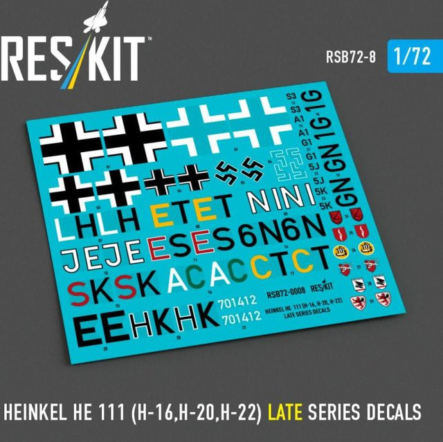 ResKit Models Heinkel He 111 (H-16,H-20,H-22) Late series (Decals), Modellfahrzeug, 1:72 - Bild 1