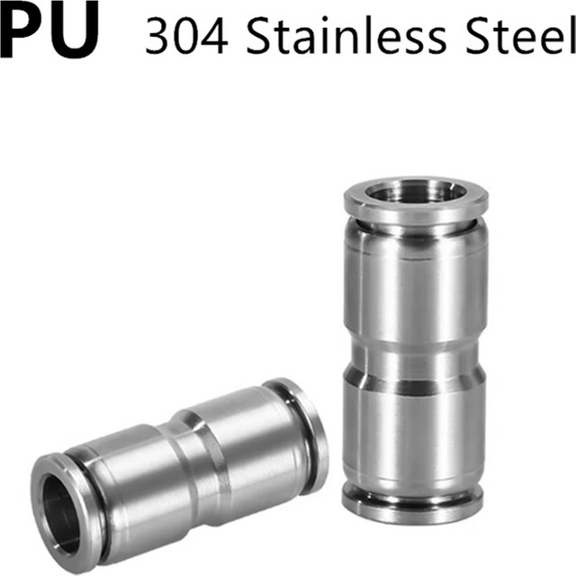 CHYQLY Schnellkupplungen aus 304 Edelstahl für PU-Schläuche, Rohrverbinder für Kompressoren, Farbe: Silber - Bild 1