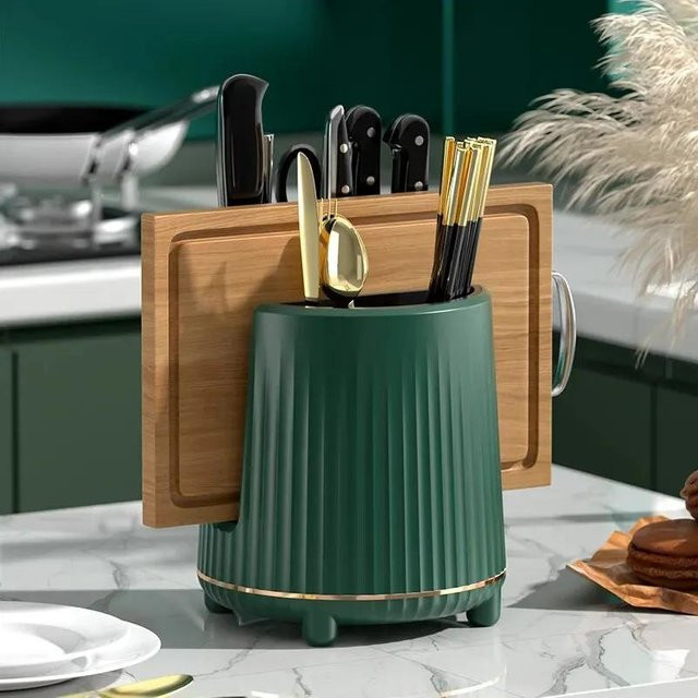 Yiran Furniture Rotierender Küchen-Utensilienhalter aus Kunststoff in Grün - Bild 1