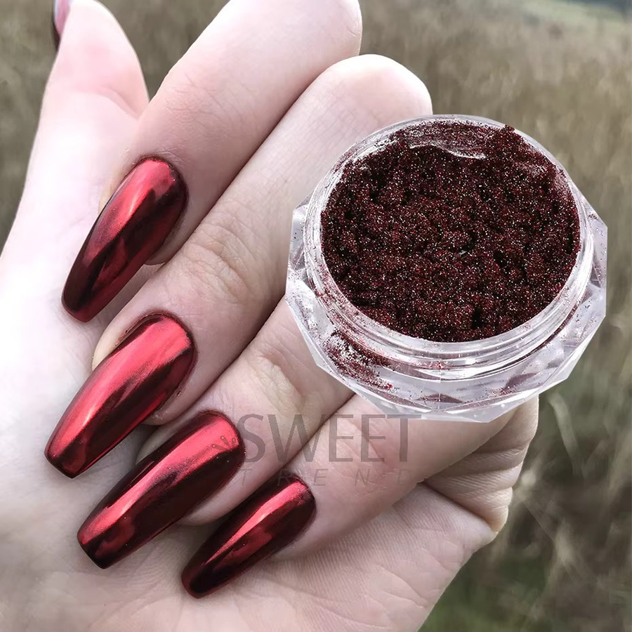 SWEET TREND Nagelglitzer Pulver, Metallic Rot Chrom, Unisex - Bild 4