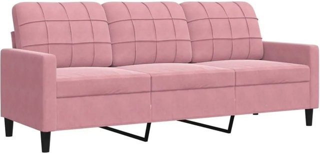 vidaXL 3-Sitzer-Sofa in Rosa aus Samt mit Metallrahmen, Breite: 197 cm, Tiefe: 80 cm, Höhe: 77 cm - Bild 1