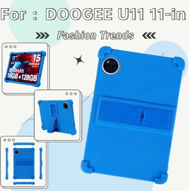 YOUQEEC Funda für DOOGEE U11 / U11PRO in Blau oder Lila, stoßfeste Silikon-Tablet-Hülle mit integriertem Ständer - Bild 1