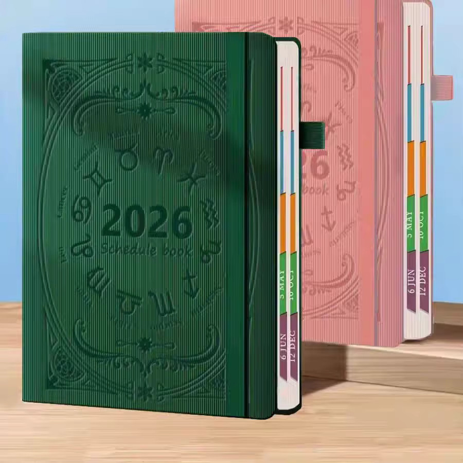 A5-Hardcover-Planer 2026 Selbstdisziplin-Zeitplaner in Pink mit Monats- und Wochenlayout, 400 Seiten - Bild 2