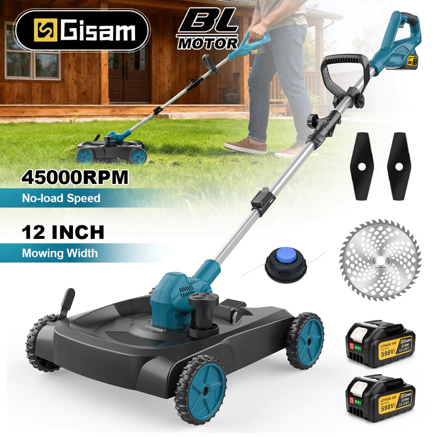 Gisam 3-in-1 Kabelloser Elektrischer Rasenmäher und Rasentrimmer mit 12 Zoll Schnittbreite für Makita LXT 18V Akku - Bild 3
