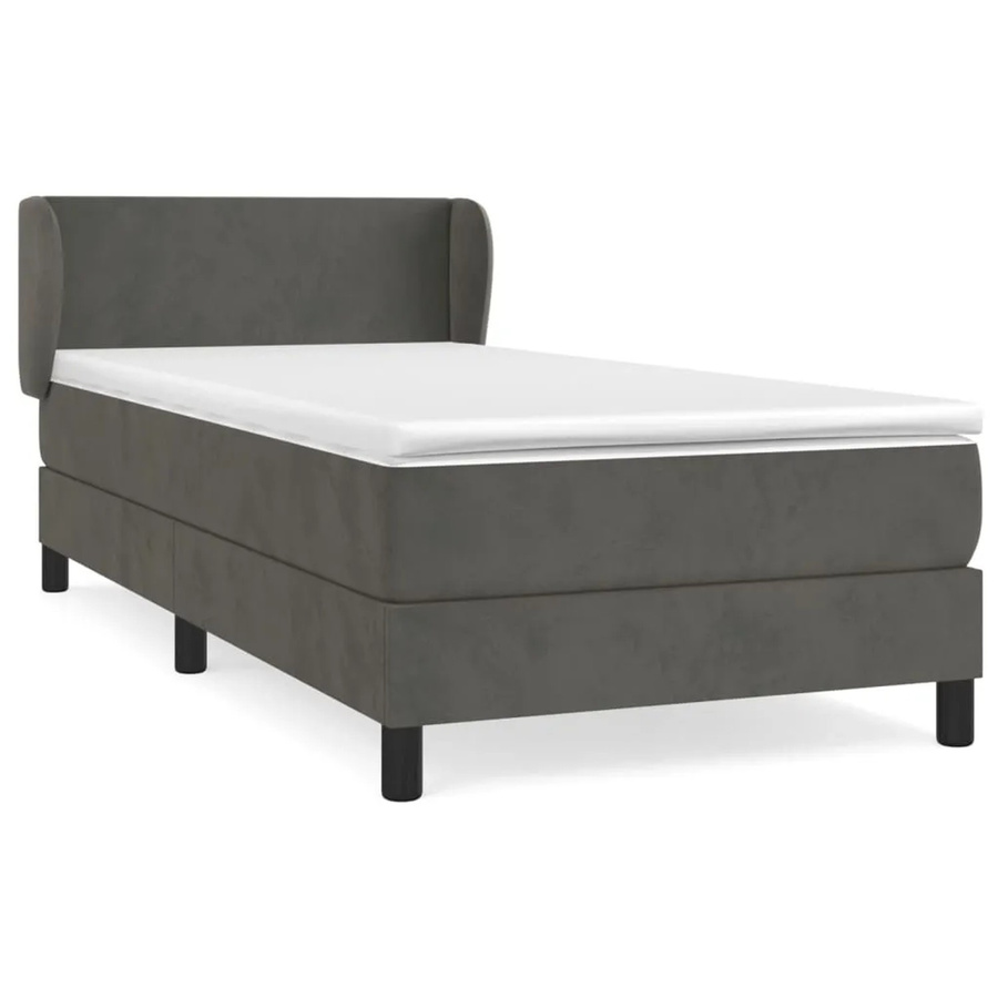 vidaXL Boxspringbett mit Matratze Dunkelgrau aus Samt, Hybrid-Design mit Taschenfederkern, B/T: 100 x 200 cm - Bild 2