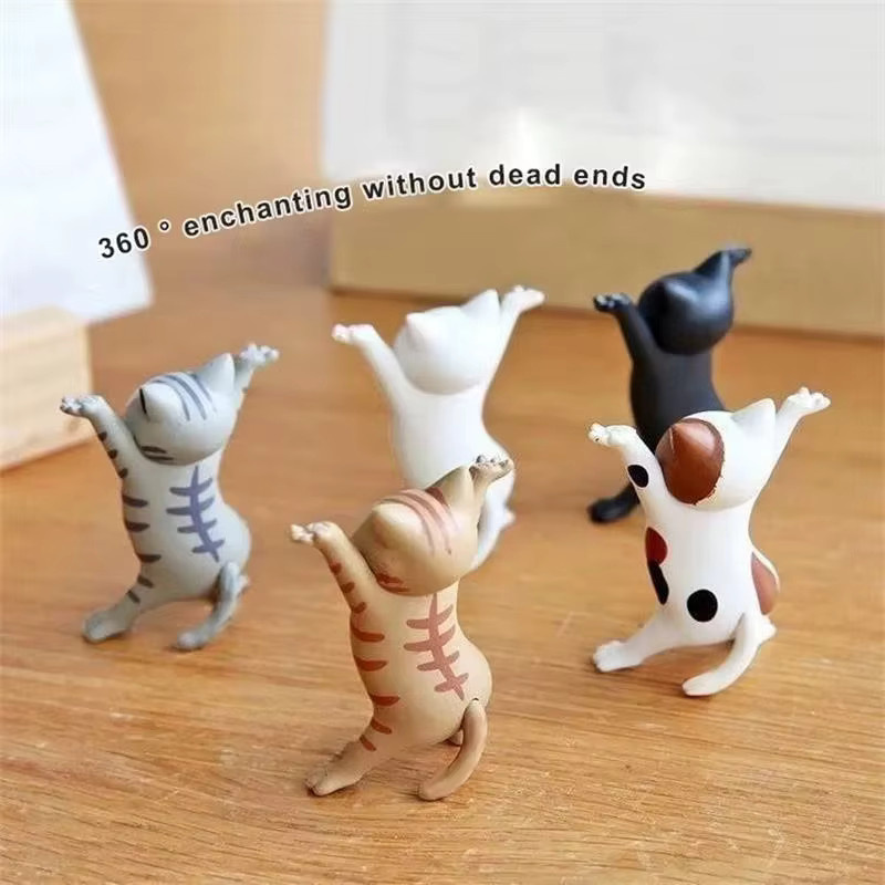Tanzende Katze Animationsfigur als Dekoartikel und Stifthalter in Multicolor aus Resin - Bild 4
