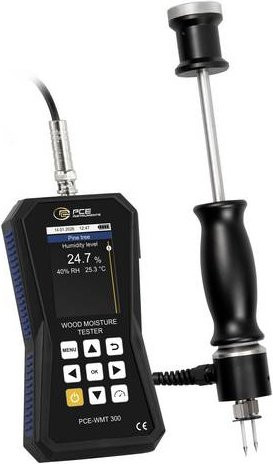 PCE Instruments Holzfeuchtemessgerät PCE-WMT 300 in Schwarz mit Messbereich 3,5 bis 150 Prozent, 0,1 Prozent Auflösung und 0,5 Prozent Genauigkeit für 42 Holzarten - Bild 1