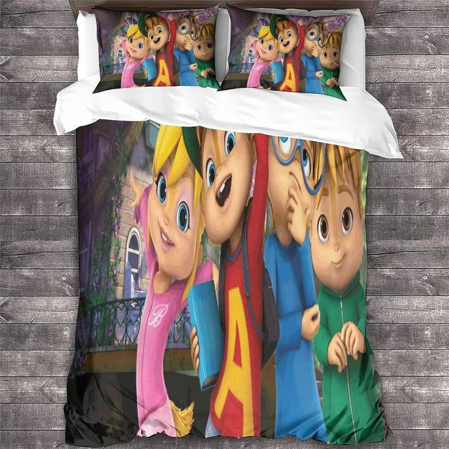 Bettwäsche-Set Alvin & die Chipmunks von LjqTen mit Bettbezug und Kissenbezug, Mehrfarbig, B/T/H: 140 x 200 cm - Bild 1