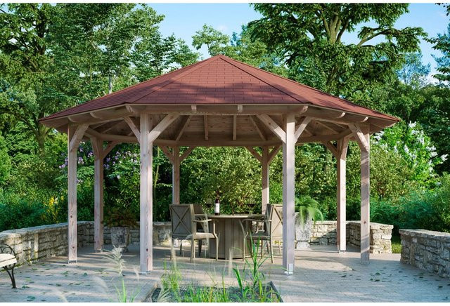 SKANHOLZ Pavillon Lyon 3 aus Douglasie Vollholz in Beige, B/T/H: 557 x 557 x 347 cm - Bild 1