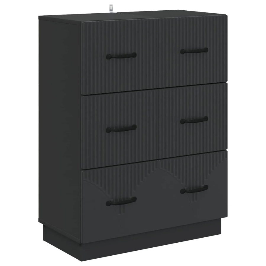 vidaXL Schubladenschrank Schwarz in modernem Design aus Holzwerkstoff, B/T/H: 66 x 34,5 x 87 cm - Bild 2